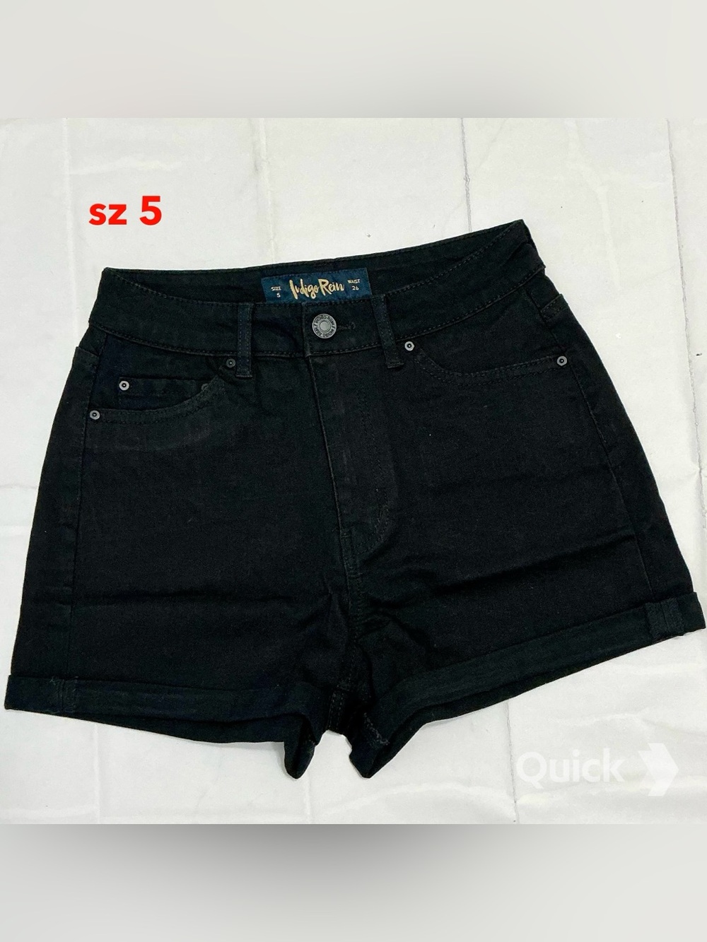 sz 5 - New Indigo Reign Juniors' Cuffed Denim Shorts